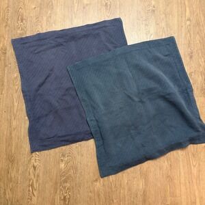 Annie Selke Euro Sham Set 30x30 Blue Cotton Basketweave Matelasse Pair